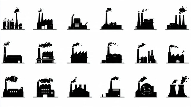 Industrial factory buildings and facilities.