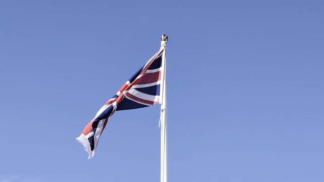 Primer plano de bandera brit&aacute;nica Union Jack ondeando