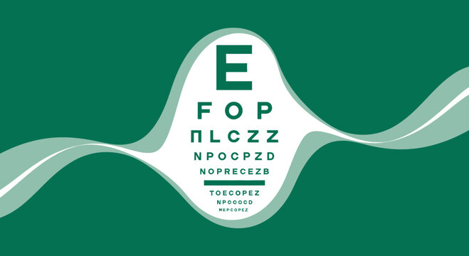 Abstract Eye Chart Design on Green Background Showing Perfect Vision In Modern Style