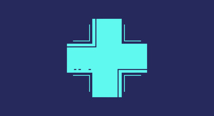 Fototapeta premium Abstract Geometric Cross Shape With Flat Design and Minimalist Blue and Green Color Scheme