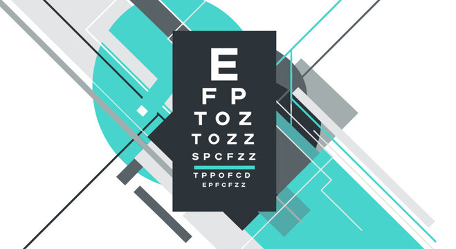 Abstract Geometric Eye Chart Design with Modern Color Palette and Clean Style