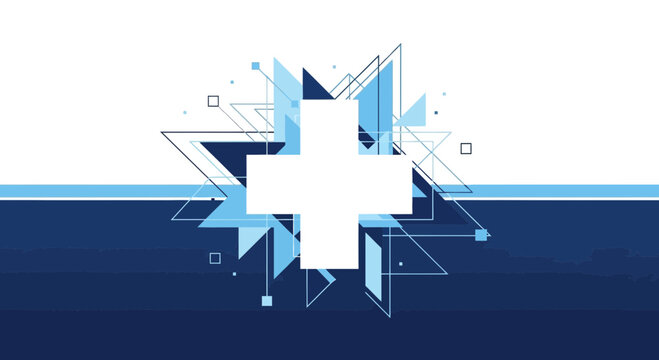 Abstract Healthcare Cross Design With Geometric Shapes and Modern Aesthetics