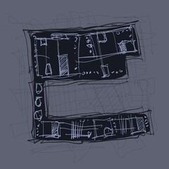 Abstract image for printing. Picture for modern interiors. The picture is painted by hand on a tablet. © neurostructure