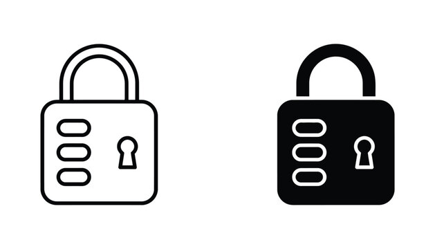 Security padlock icon set with digit combination lock for privacy and data protection concepts