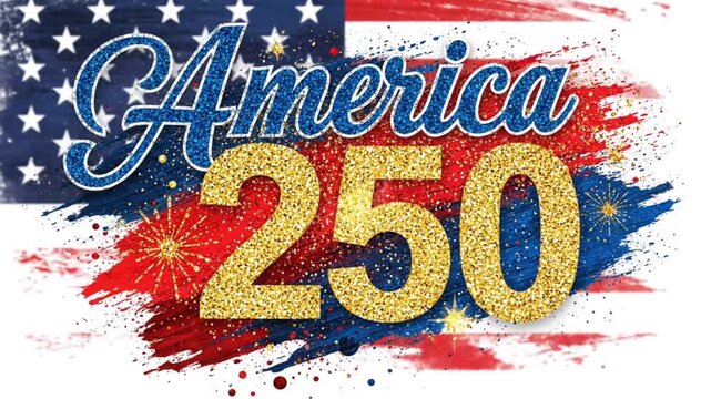 Festive National Semiquincentennial Celebration Design with Glitter and Flag Colors