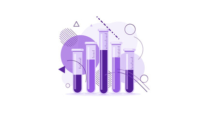 Naklejka premium Abstract Laboratory Illustration with Purple Test Tubes and Scientific Experimentation