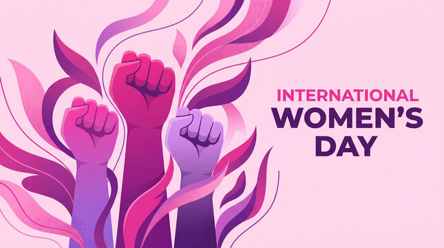 International womens day empowerment fist graphic
