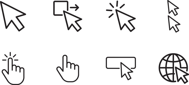 Random Click cursor set icon, arrow ,hand pointer, web computer cursor mouse forms