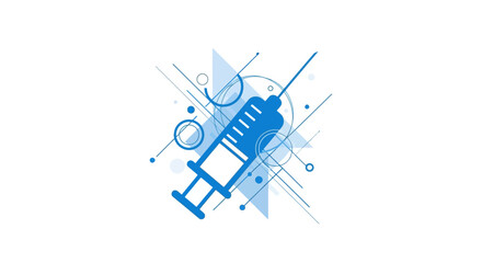 Obraz premium Abstract Medical Injection Design with Blue Elements on White Background Vaccine Symbol