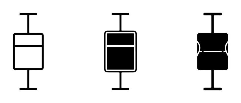 Box plot icons for data visualization, statistical distribution chart symbols, set of 3 black and white vector diagrams for analytics