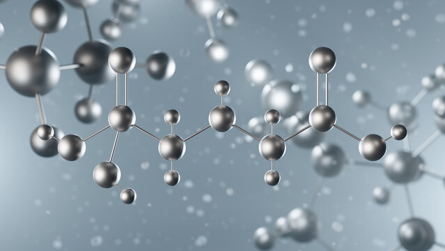 glyphosate molecular structure, 3d model molecule, herbicide structural chemical formula view from a microscope