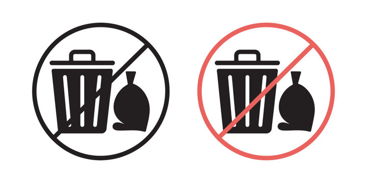 No Garbage Sign Vector Illustration EPS10, Waste Disposal Prohibition Symbo