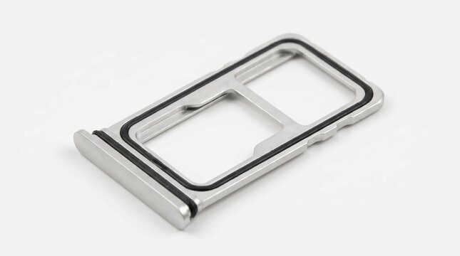 Silver smartphone sim card tray ejector tool, macro shot, technology concept