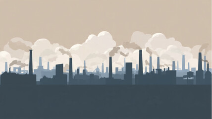 Fototapeta premium Industrial Cityscape with Smoking Chimneys.