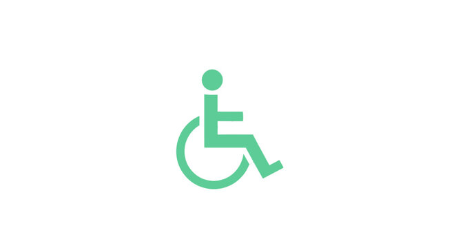 Accessible Symbol For Wheelchair Users Depicted With Simplified Green Icon on White Background
