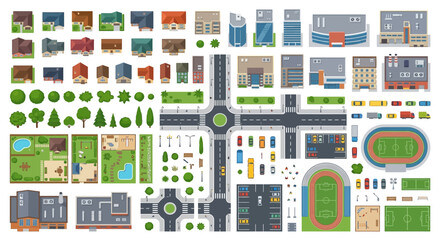 city map elements collection colorful vector illustration © PROMA