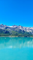 Fototapeta premium Glacier Bay, Alaska - USA - August 4, 2024 - Glacier Bay National Park Scenic View with Turquoise Water