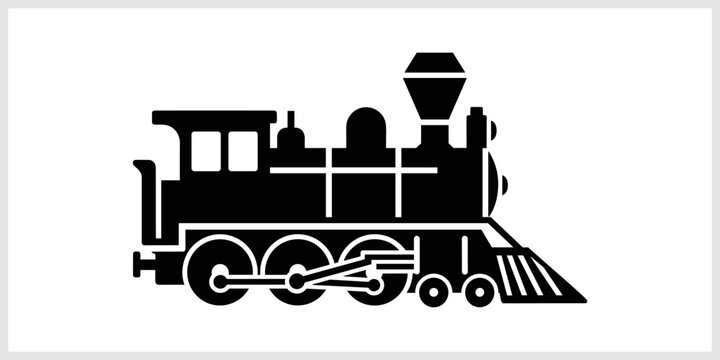 Black Silhouette Of A Vintage Steam Locomotive