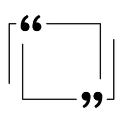 Naklejka premium Double square quote frame icon with filled marks. Minimalist template for testimonials, messages, and direct speech. Vector illustration.