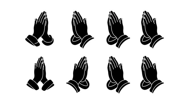 Praying Hands Silhouette Collection: Hope, Faith, and Spirituality Iconography