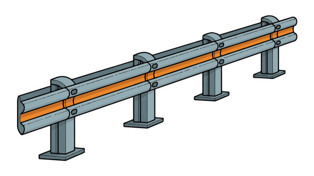 cartoon orange and gray guardrail on supports