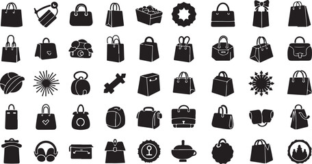 Obraz premium Shopping bags and gift boxes vector icons collection