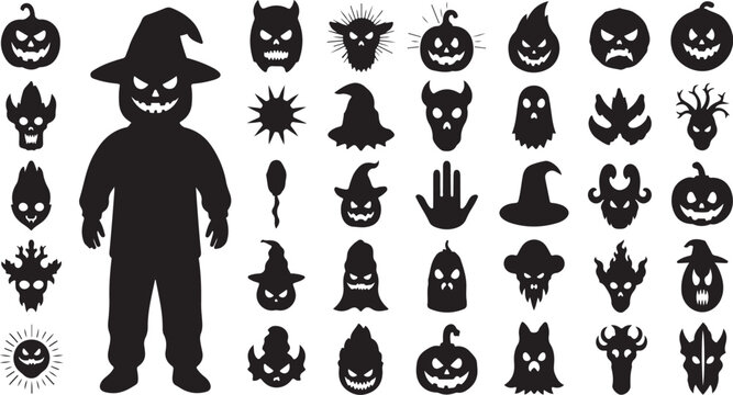 Halloween silhouette collection of spooky characters