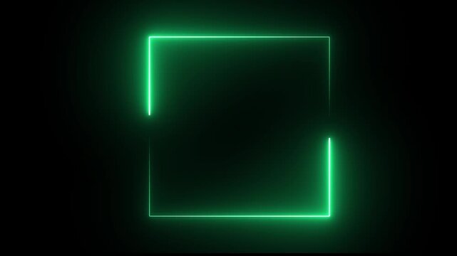 White neon light frame with seamless loop effect, glowing neon white rectangle, live streaming neon text frame animation. 
Animation of glowing neon rectangles abstract background.