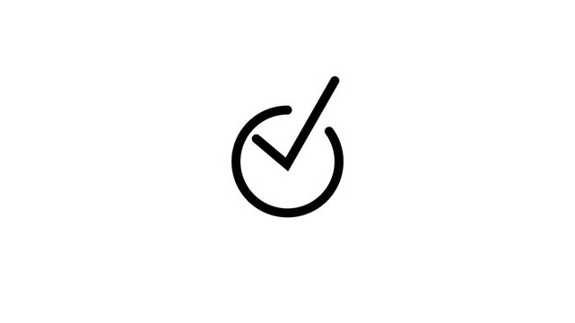 check mark animation motion. Animated tick mark icon with circle loading animated on a white background animation