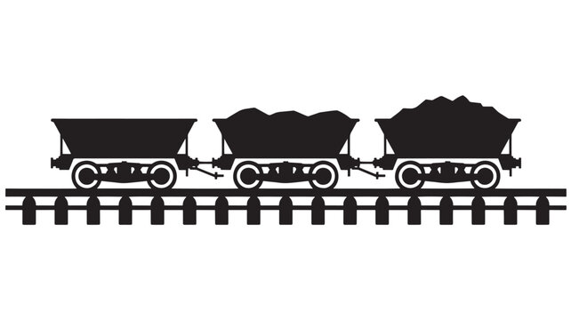 Mine Train Carts Loaded With Coal On Railway Tracks For Industrial Concepts