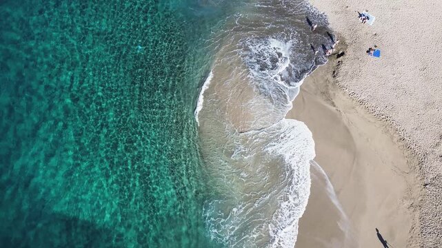aerial view of Playa del Duque beach, San Andres village and mountains of Tenerife.