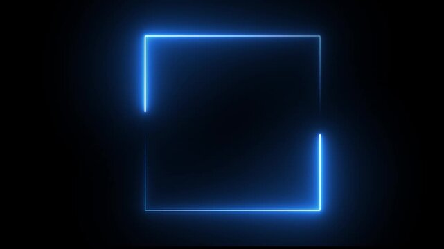White neon light frame with seamless loop effect, glowing neon white rectangle, live streaming neon text frame animation. 
Animation of glowing neon rectangles abstract background.