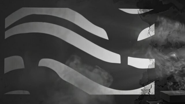 Abstract monochrome video featuring projected light patterns against a textured wall and atmospheric smoke