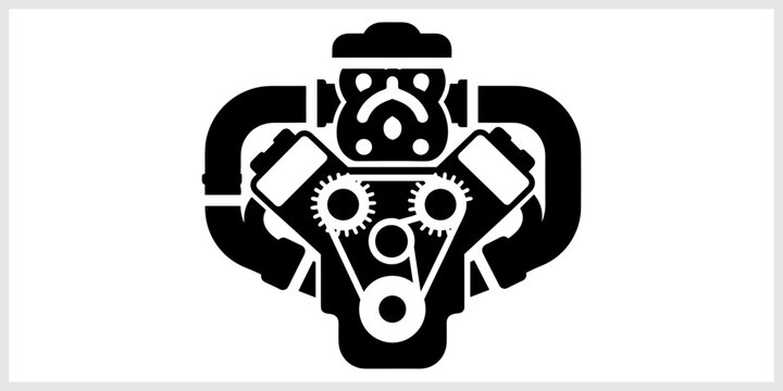 Black V8 Engine Icon