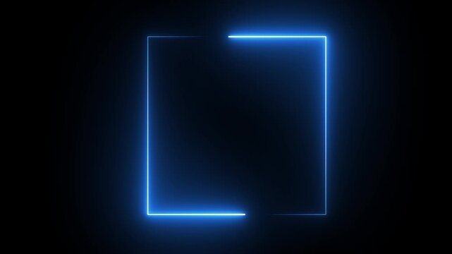 White neon light frame with seamless loop effect, glowing neon white rectangle, live streaming neon text frame animation. 
Animation of glowing neon rectangles abstract background.