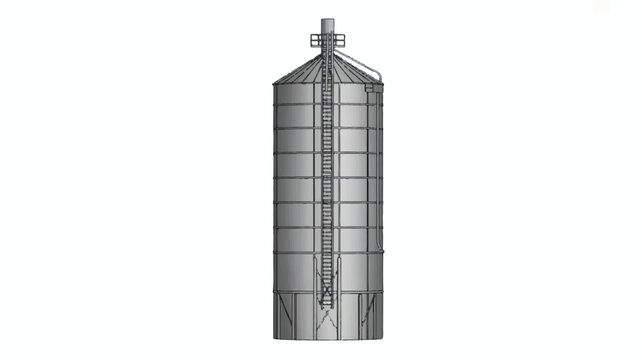 Large metal grain silo tower structure
