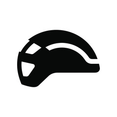 Black silhouette of a protective bicycle helmet featuring a rounded shape and side ventilation holes, isolated on a white background, for cycling safety, sports equipment, and transportation themes © Azgor