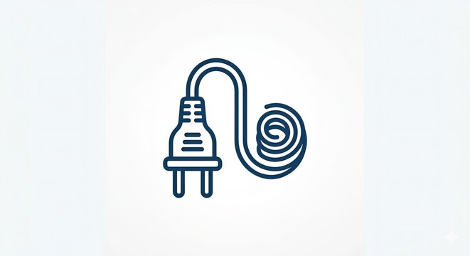 Electric plug with a coiled cord on isolated white background for electronic or power connection concepts