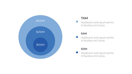 Naklejka premium Blue Concentric Circles Show Financial Tiers. Market Size Presentation
