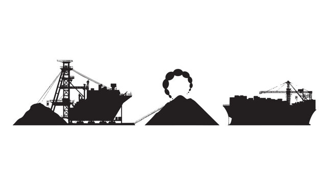 Coal Mining Industrial Silhouette For Energy Concepts