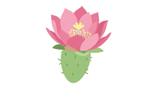 Pink Cactus Flower Blooming on Green Spiny Plant