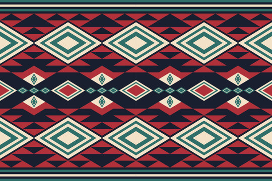 Native American African pattern on black background use for fabric, textile, clothing, carpet, wallpaper, embroidery style, home decoration elements.