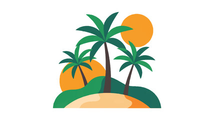 Obraz premium tropical island with palm trees and sunny weather conditions