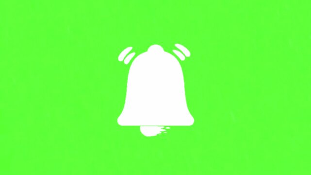 Dynamic white ringing notification bell icon on a vibrant green background, signifying important alerts, incoming messages, and timely digital updates for modern applications and platforms