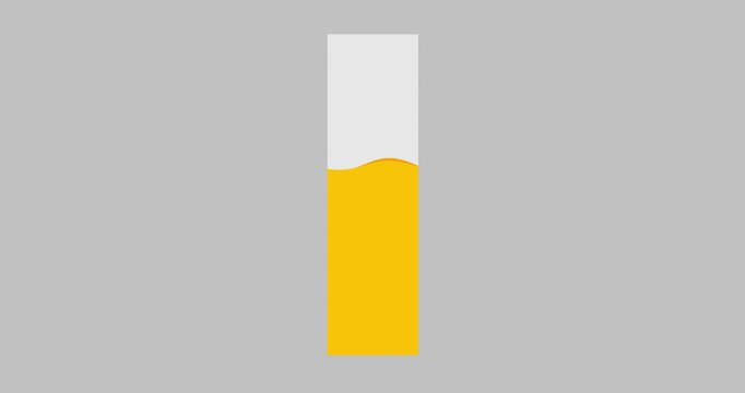 Bar graph chart waving element yellow quite long isolated. Business cartoon animation statistic economy metaphor business backrgound space with percentage visualisation presentation round element.
