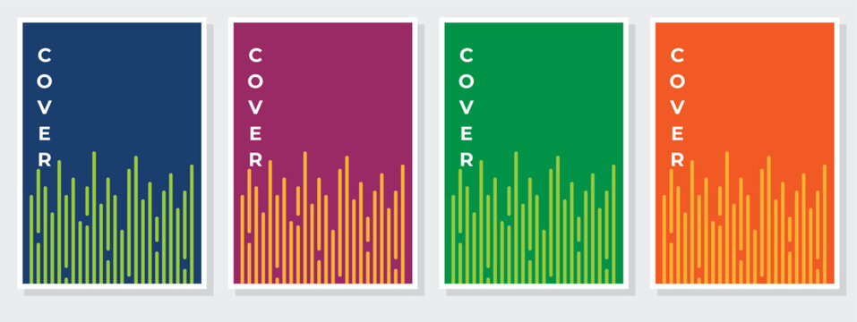 Four abstract vertical wavy lines forming a pattern with the word 'COVER' at the top in white text on contrasting colored backgrounds