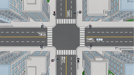 City street intersection with roads. © Rizal