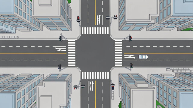 City street intersection with roads.