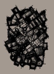 Abstract image for printing. Picture for modern interiors. The picture is painted by hand on a tablet. © neurostructure