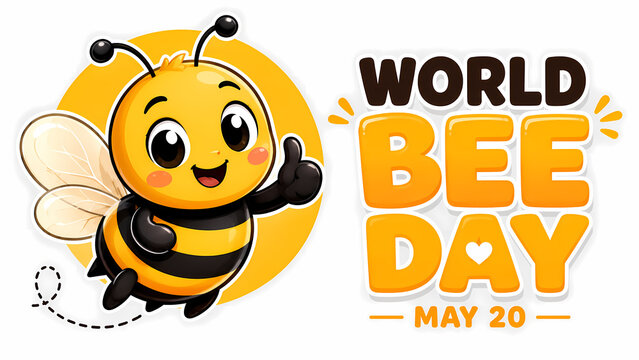World Bee Day concept with happy bee illustration